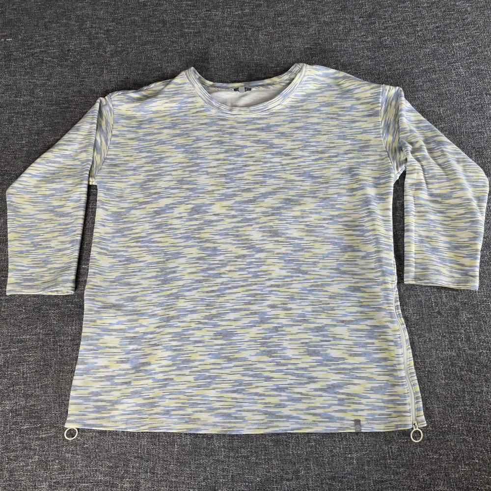 T by Talbots Women's 1X Space Dye Sweatshirt 3/4 Sleeve Side Zip Tunic Pullover
